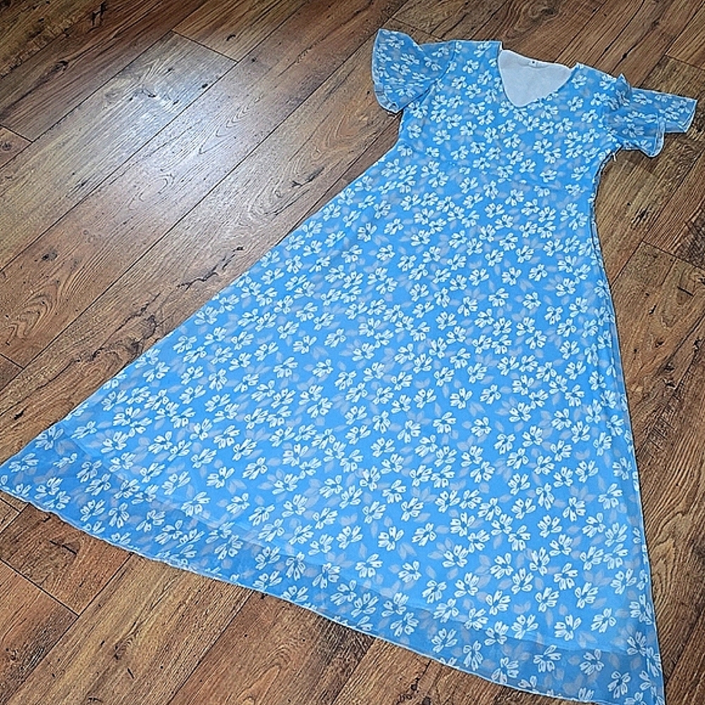 Floral Blue Dress NWOT